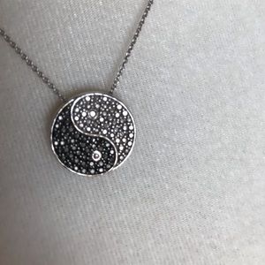Black diamond yin-yang pendant